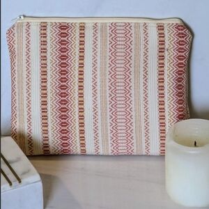 Patterned Cosmetic Bag - Red and Cream